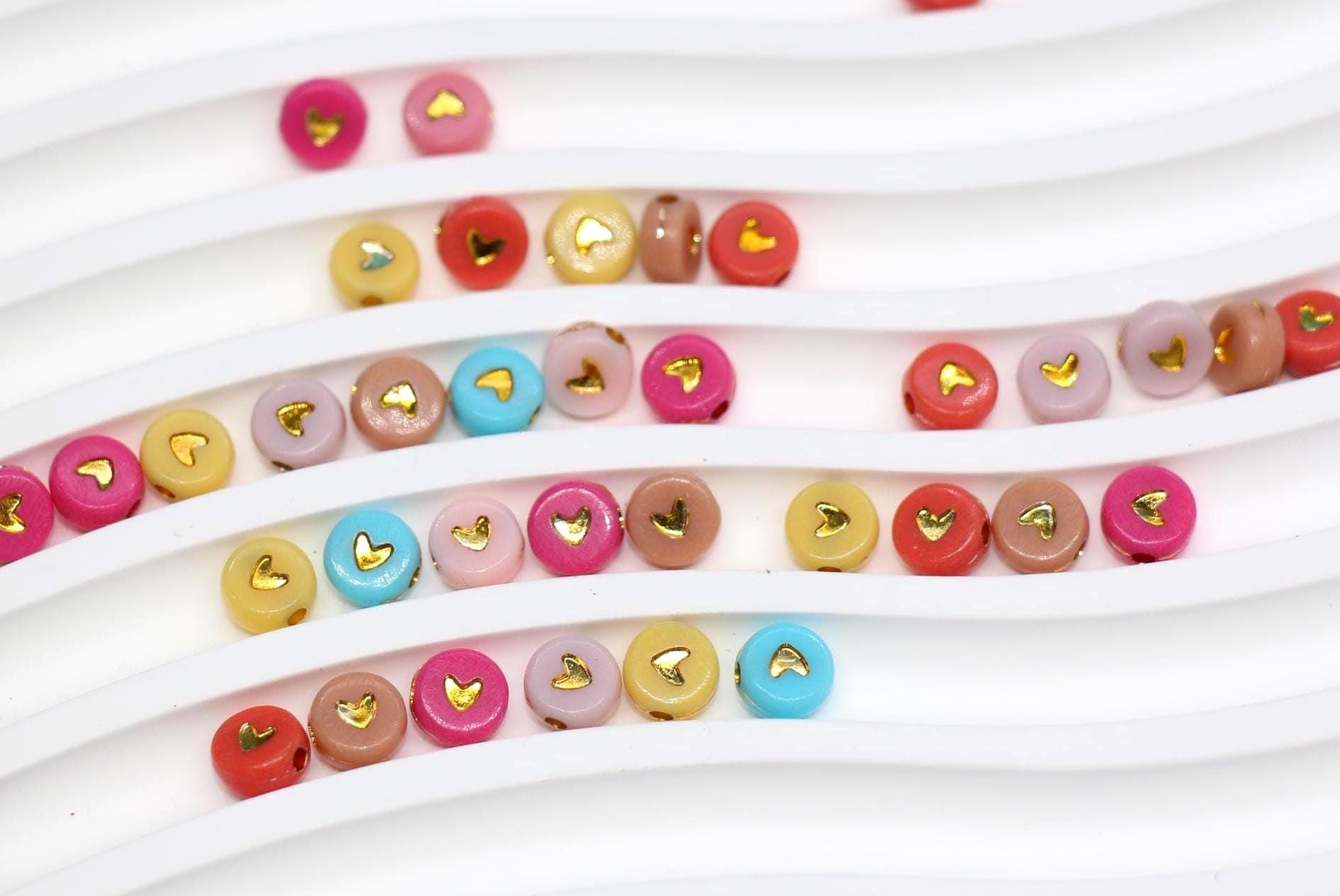 7mm Gold Heart Beads for Bracelets & Crafts #101