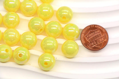 12mm Lemon Yellow AB Gumball Beads for Bracelets #469