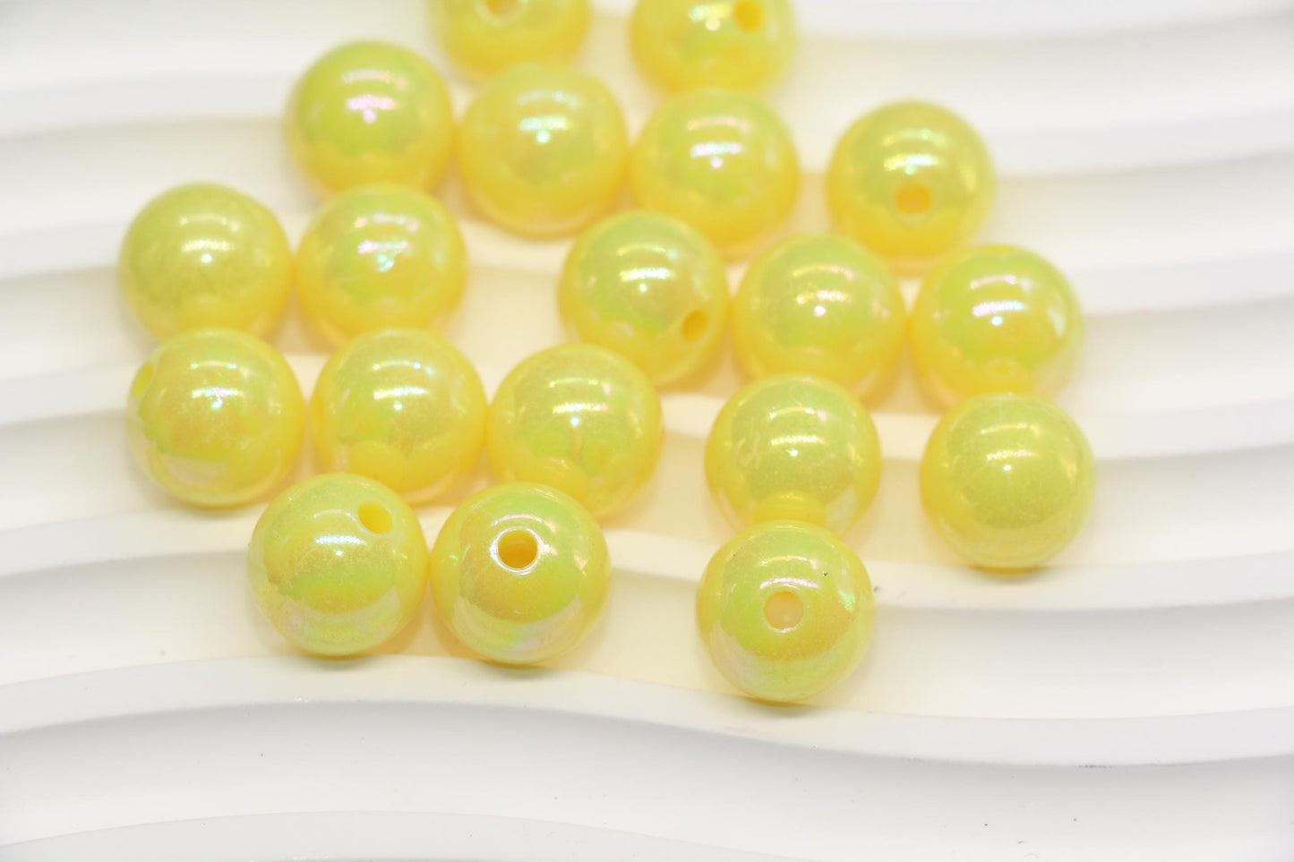 12mm Lemon Yellow AB Gumball Beads for Bracelets #469