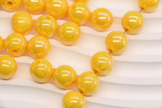 12mm Golden Yellow AB Gumball Beads for Bracelets #473