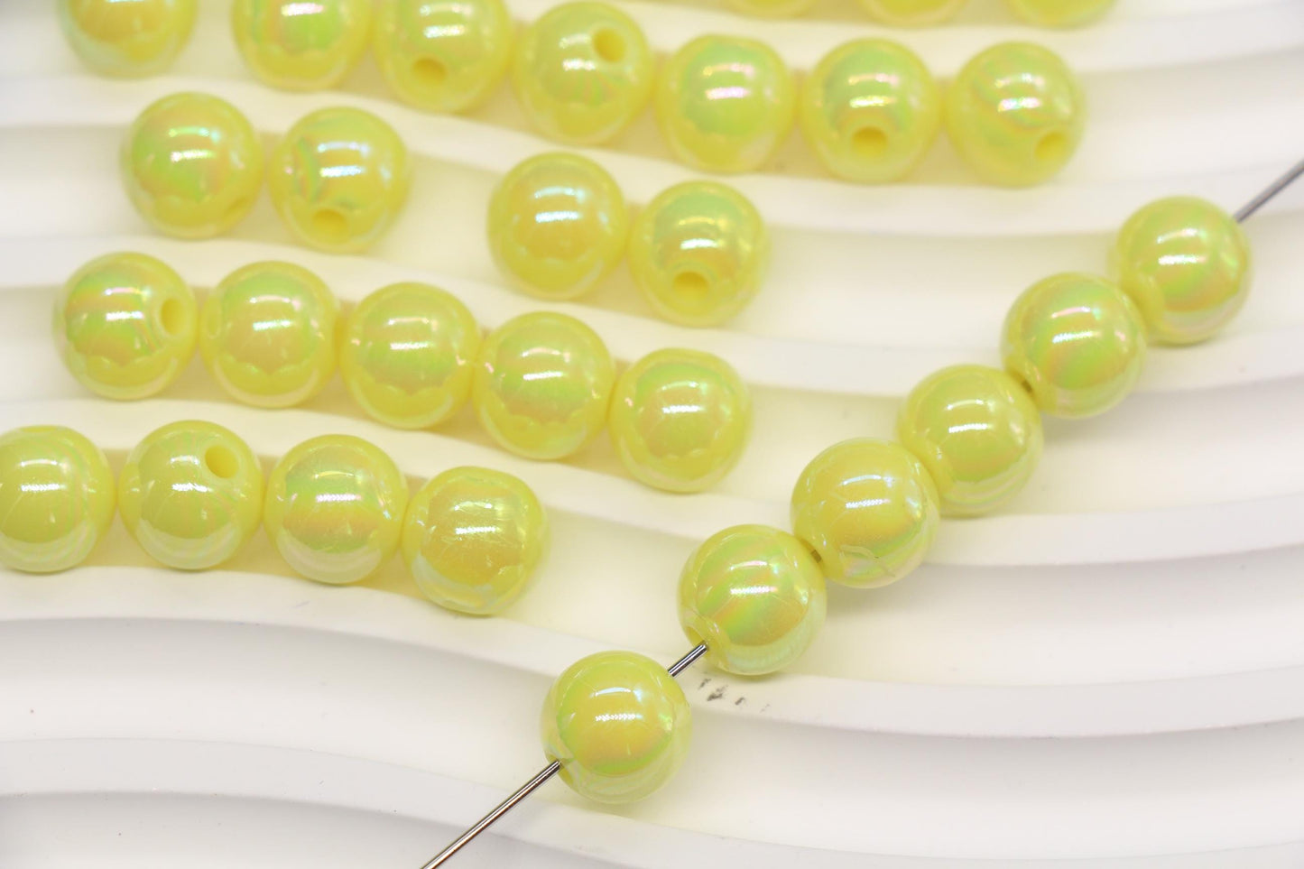 10mm Pastel Lemon AB Gumball Beads for Bracelets #3480