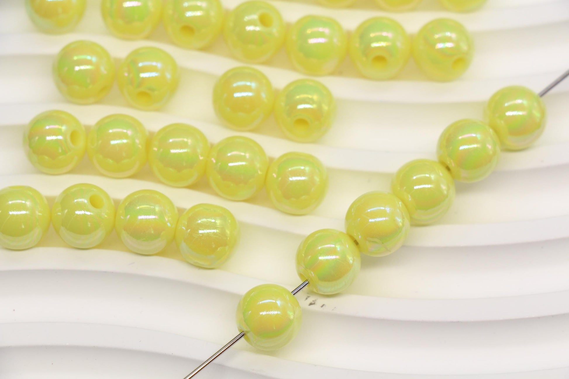 10mm Pastel Lemon AB Gumball Beads for Bracelets #3480