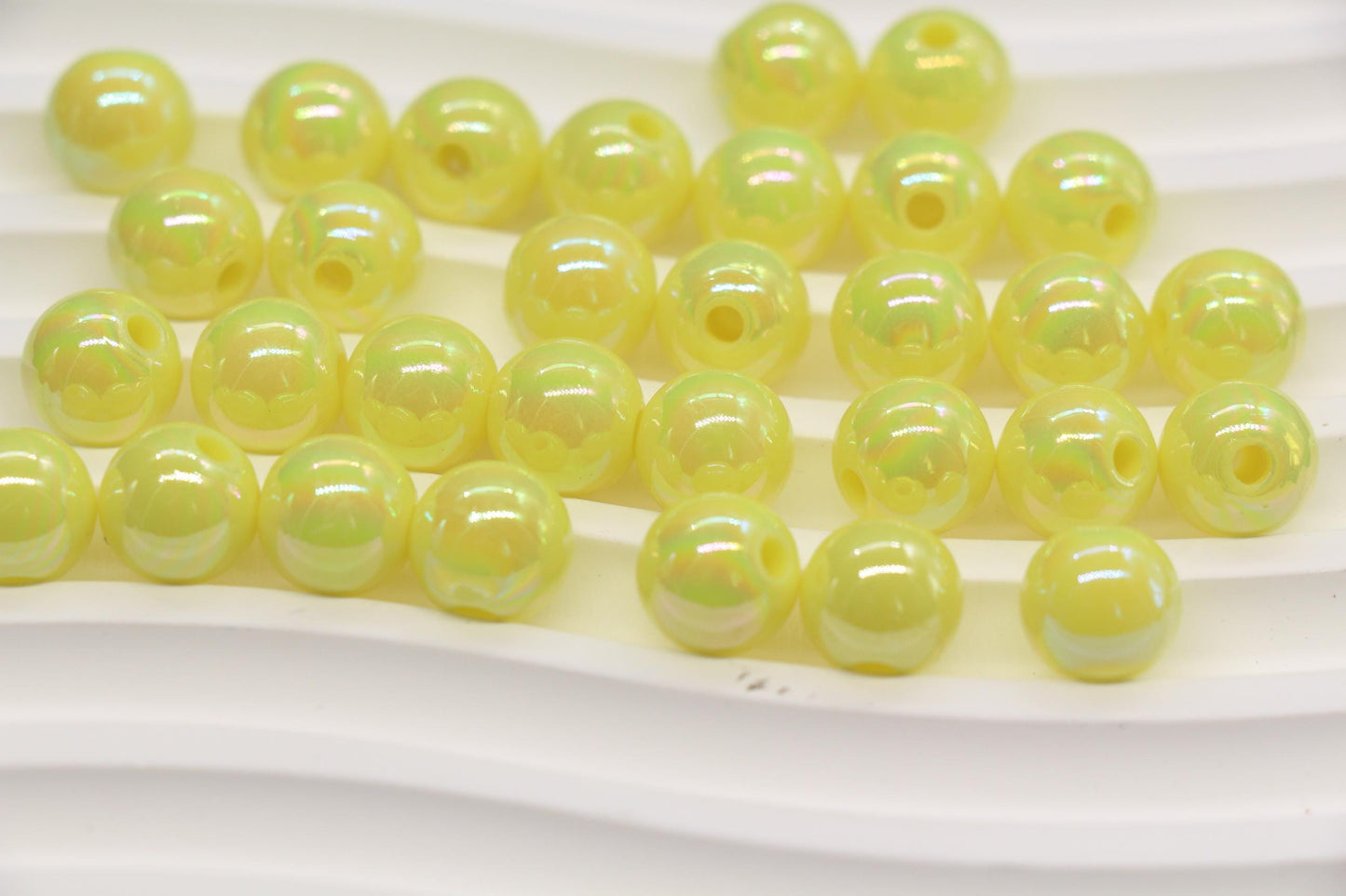 10mm Pastel Lemon AB Gumball Beads for Bracelets #3480
