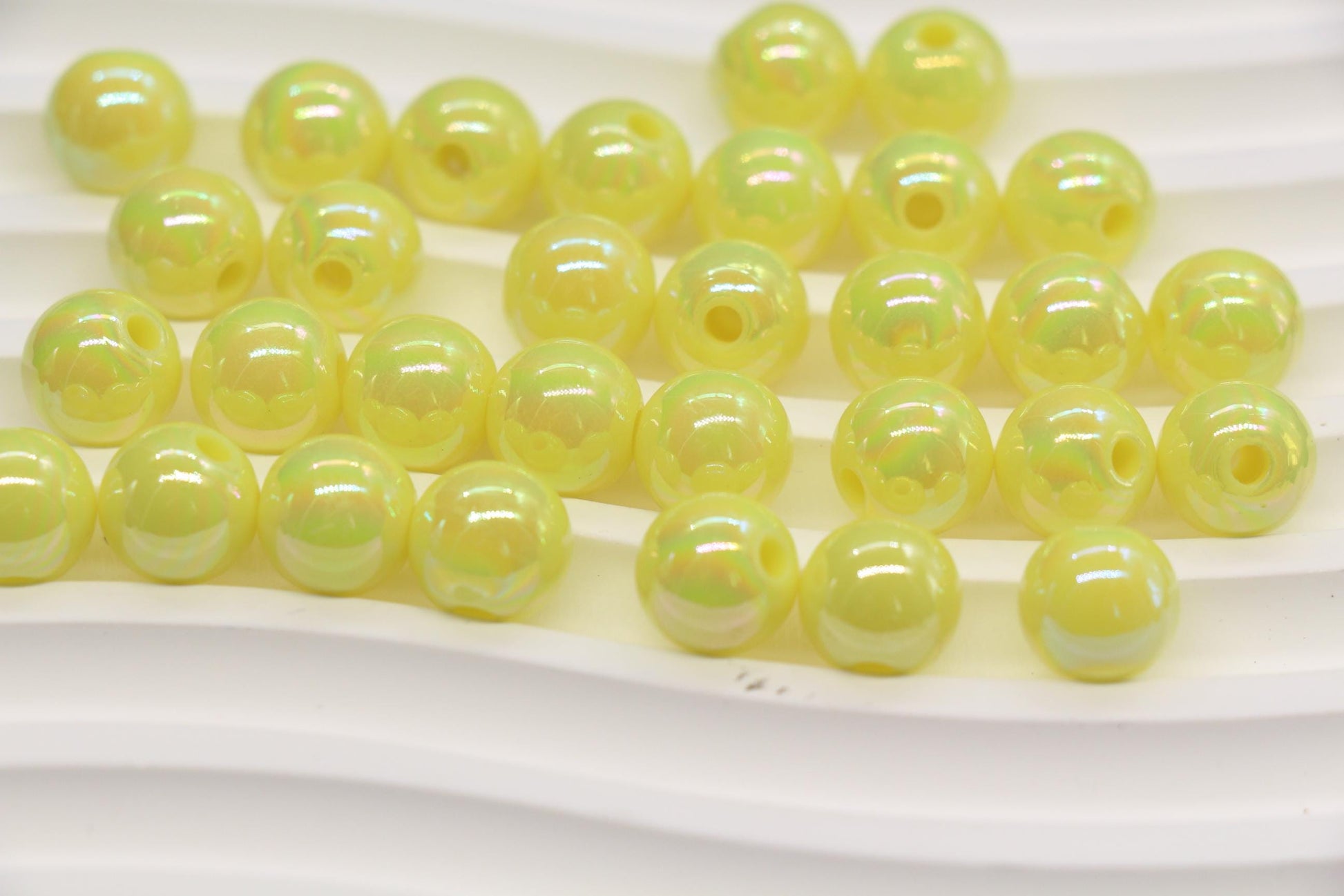 10mm Pastel Lemon AB Gumball Beads for Bracelets #3480