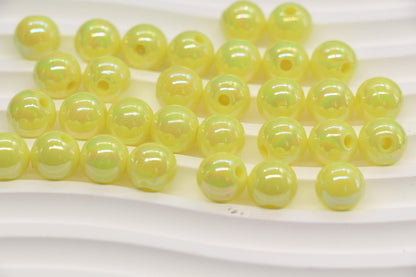 10mm Pastel Lemon AB Gumball Beads for Bracelets #3480