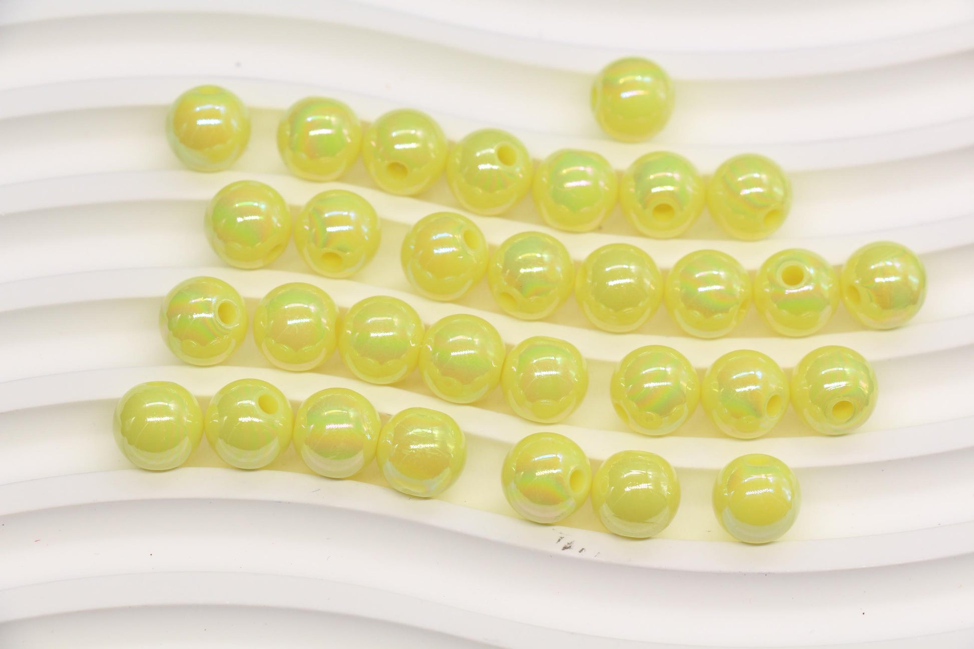 10mm Pastel Lemon AB Gumball Beads for Bracelets #3480