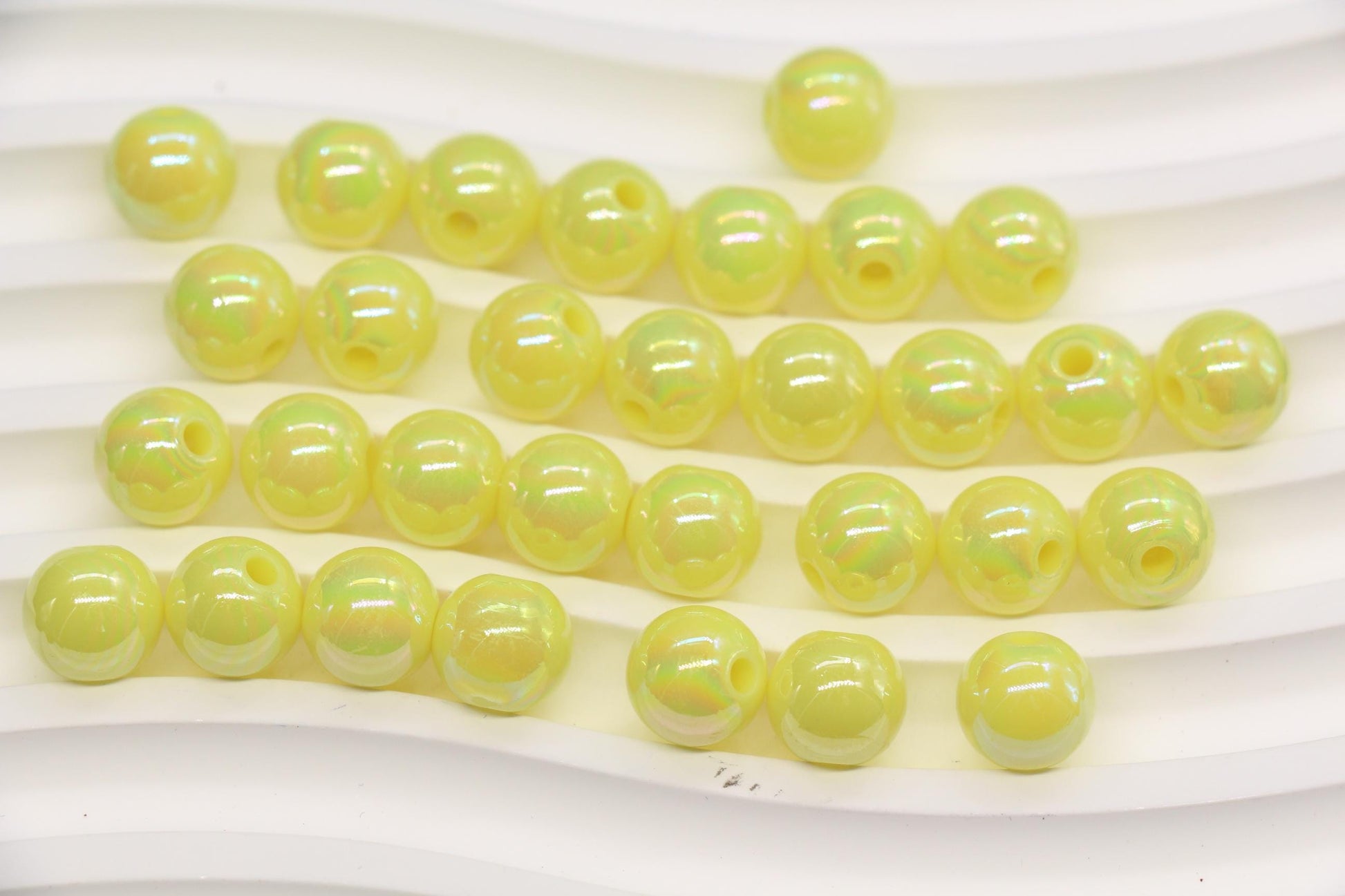 10mm Pastel Lemon AB Gumball Beads for Bracelets #3480