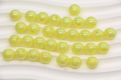 10mm Pastel Lemon AB Gumball Beads for Bracelets #3480