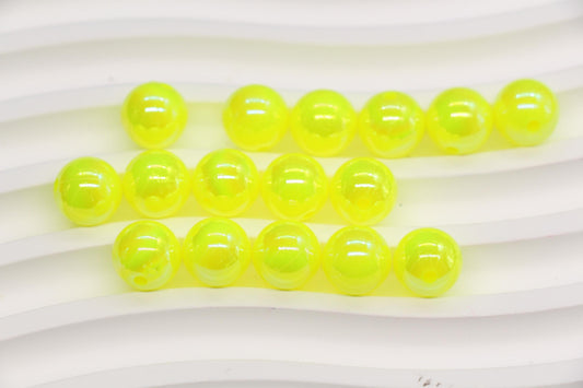 10mm Neon Yellow AB Gumball Beads for Bracelets #3478