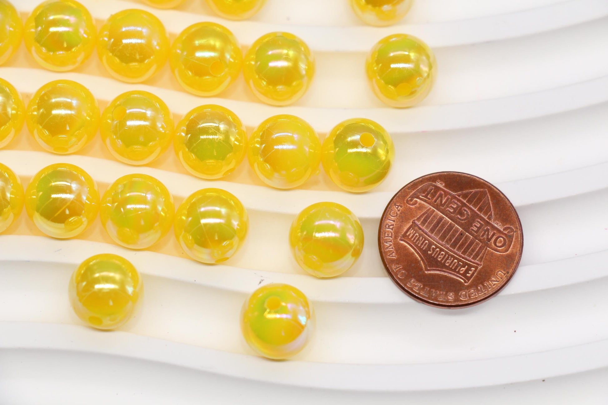 10mm Golden Yellow AB Gumball Beads for Bracelets #3477