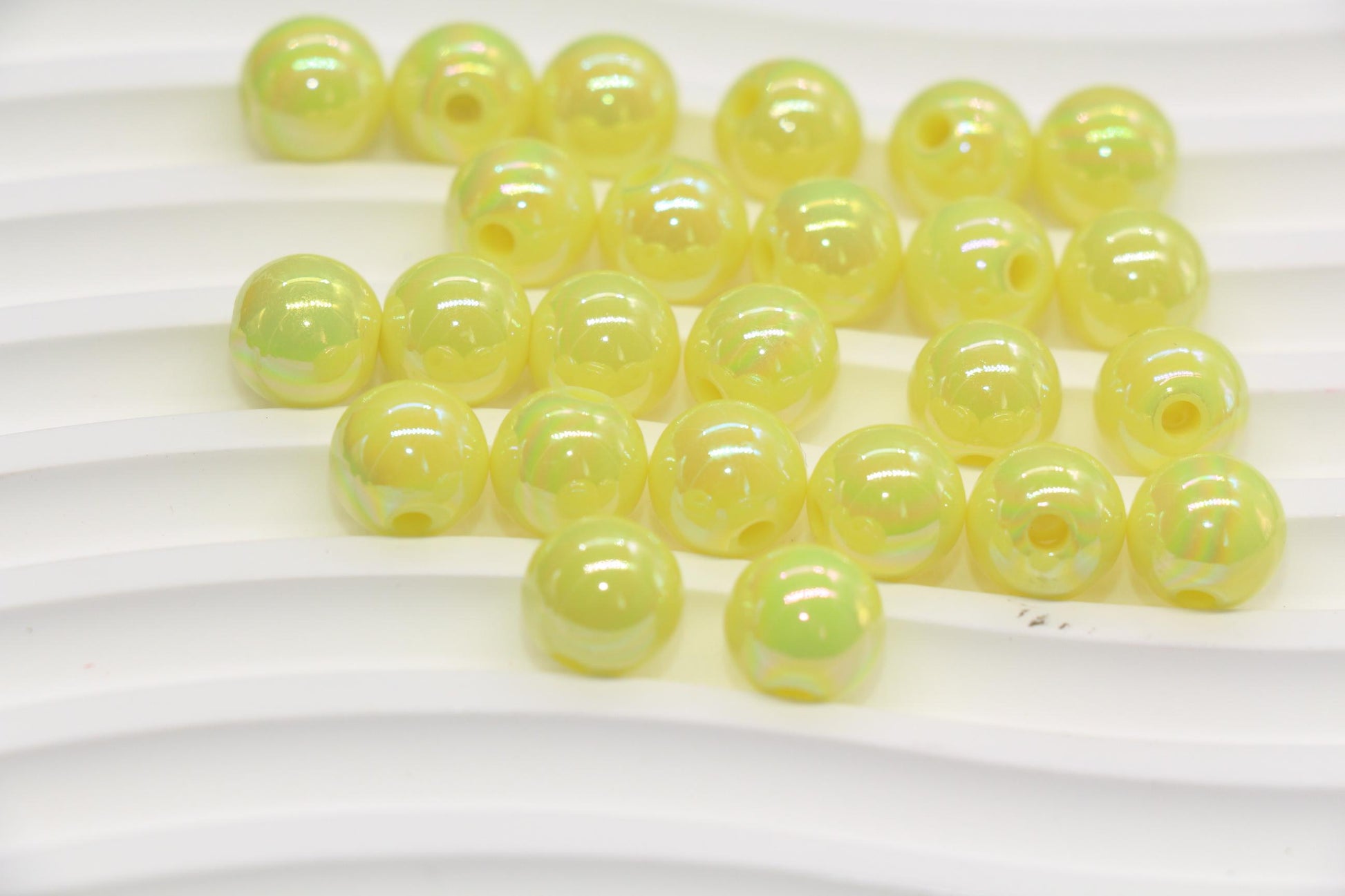 10mm Pastel Yellow AB Gumball Beads for Bracelets #462