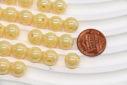 10mm Pale yellow AB Gumball Beads for Bracelets #3479