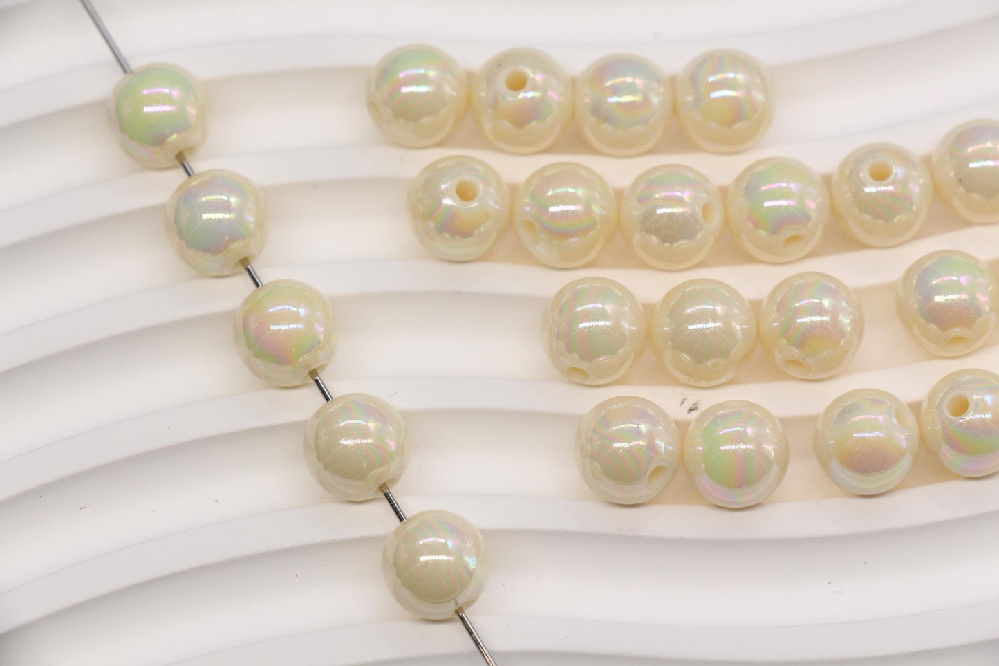 10mm Off White AB Gumball Beads for Bracelets #641