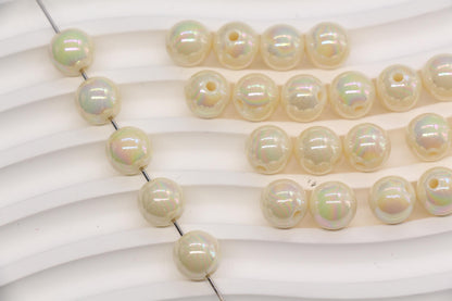10mm Off White AB Gumball Beads for Bracelets #641