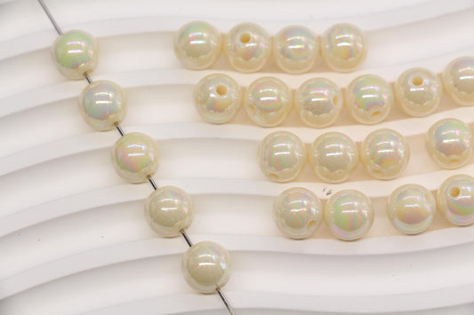 10mm Off White AB Gumball Beads for Bracelets #641