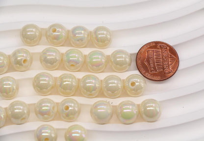 10mm Off White AB Gumball Beads for Bracelets #641