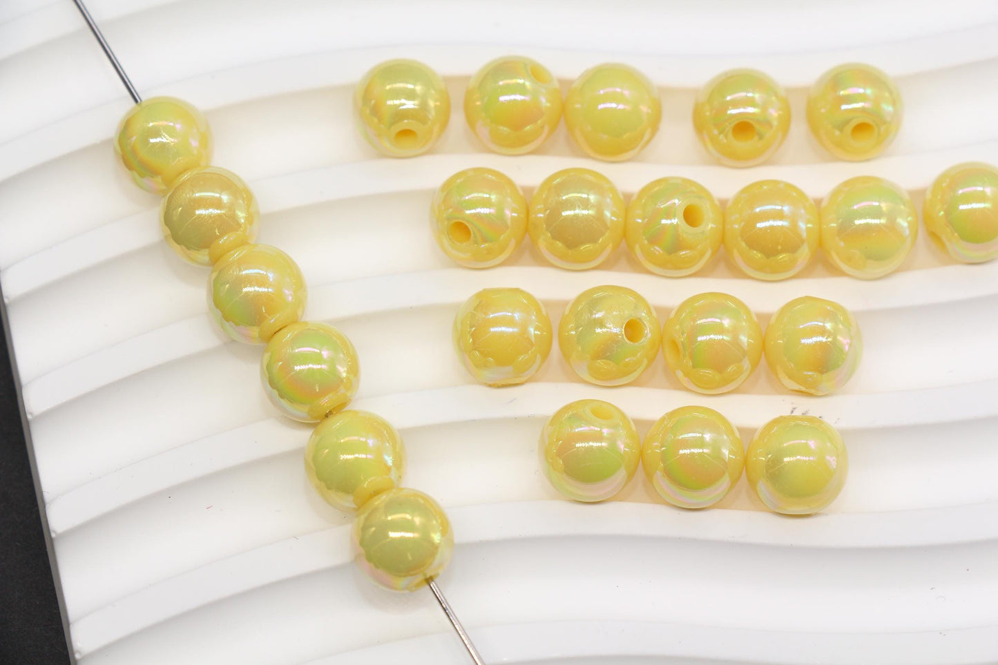 10mm Sunshine Yellow AB Gumball Beads for Bracelets #2522