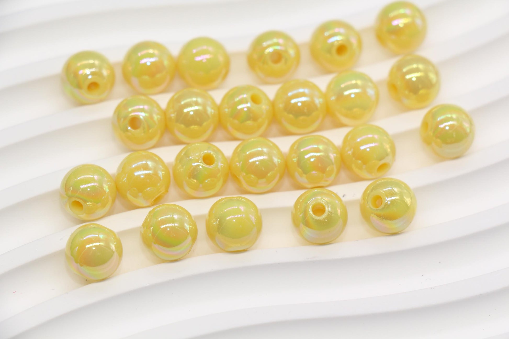 10mm Sunshine Yellow AB Gumball Beads for Bracelets #2522