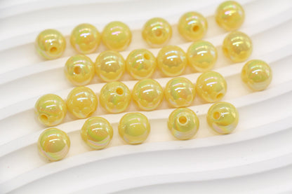 10mm Sunshine Yellow AB Gumball Beads for Bracelets #2522