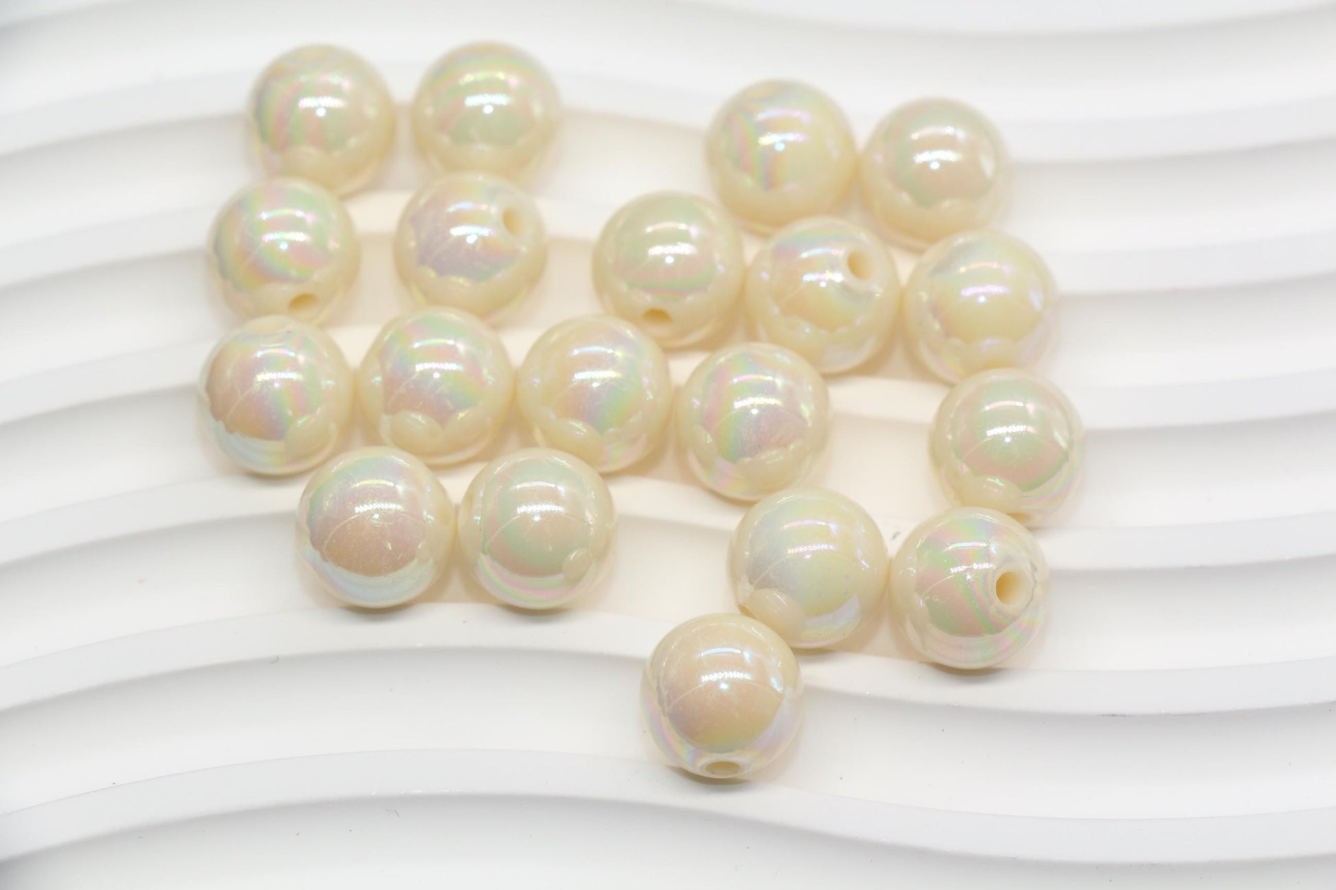 12mm Off White AB Gumball Beads for Bracelets #640