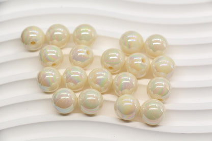 12mm Off White AB Gumball Beads for Bracelets #640