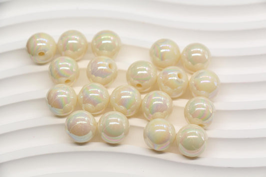 12mm Off White AB Gumball Beads for Bracelets #640