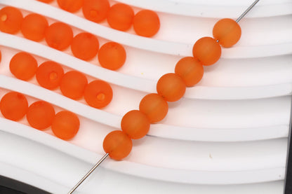 8mm Matte Orange Gumball Beads for Bracelets #3566