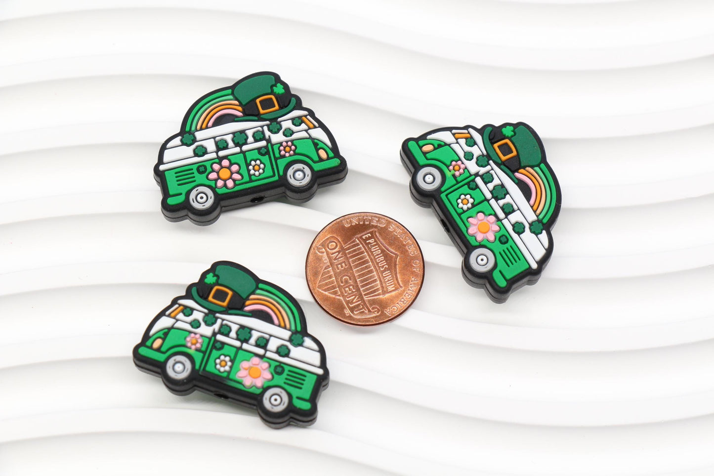 St. Patrick's Day Leprechaun Van Silicone Beads #1030