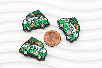 St. Patrick's Day Leprechaun Van Silicone Beads #1030