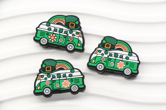 St. Patrick's Day Leprechaun Van Silicone Beads #1030
