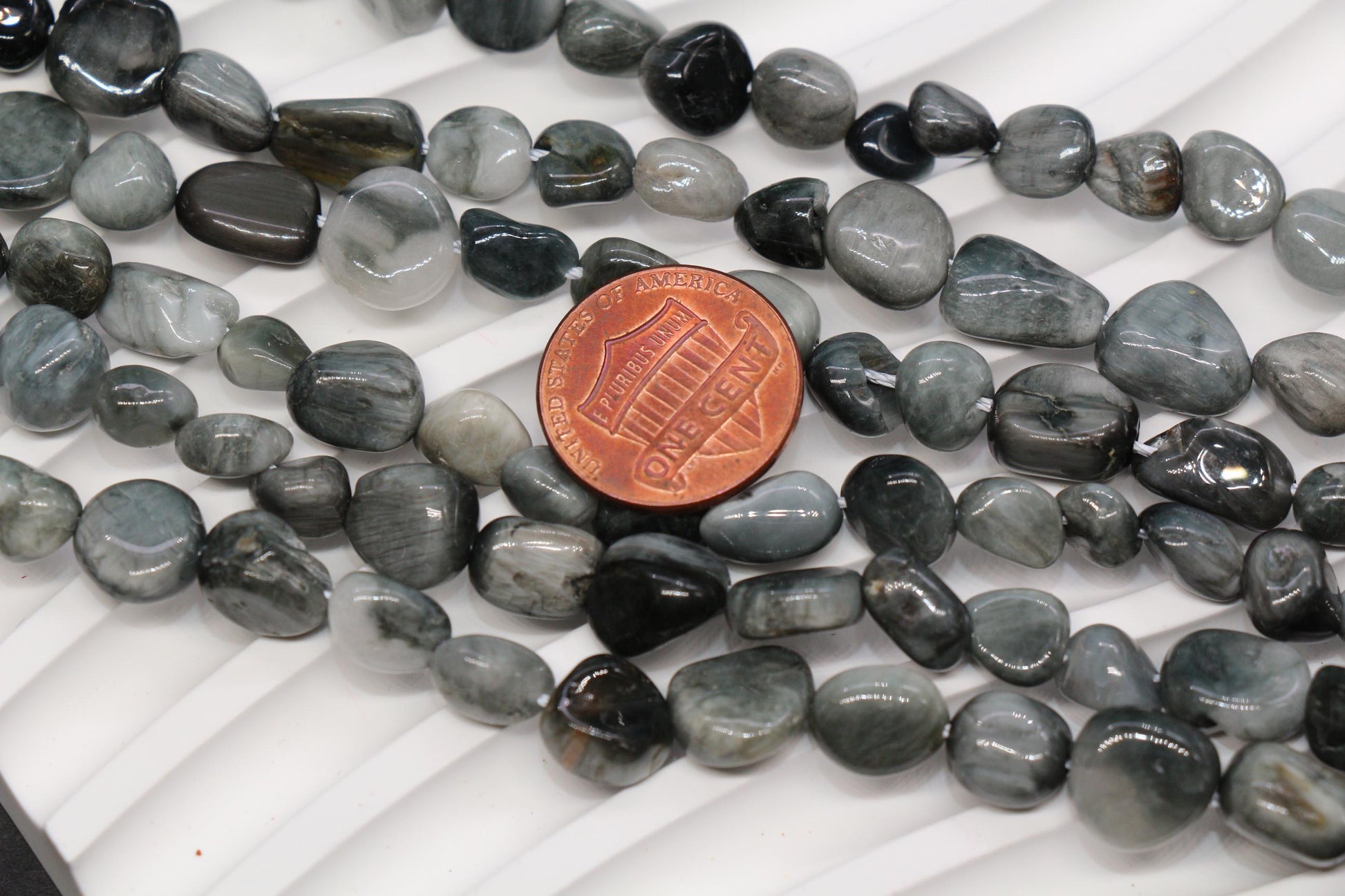 Gray Eagle Eye Gemstone Nugget Beads