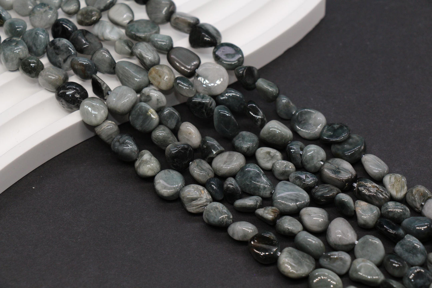 Gray Eagle Eye Gemstone Nugget Beads