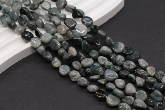 Gray Eagle Eye Gemstone Nugget Beads