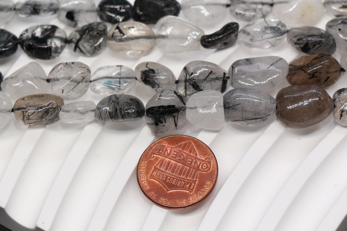 Black Rutilated Quartz Nugget Beads