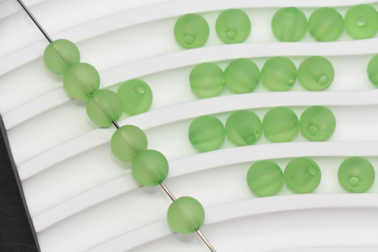 8mm Matte Apple Green Gumball Beads, Round Acrylic Bracelet Beads for Jewelry Making, DIY Craft Supplies #3569