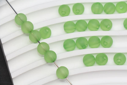 8mm Matte Apple Green Gumball Beads, Round Acrylic Bracelet Beads for Jewelry Making, DIY Craft Supplies #3569