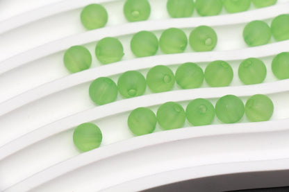 8mm Matte Apple Green Gumball Beads, Round Acrylic Bracelet Beads for Jewelry Making, DIY Craft Supplies #3569