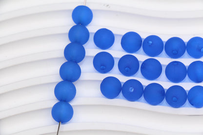 10mm Matte Royal Blue Acrylic Gumball Beads, Round Bracelet Beads for Jewelry Making, DIY Craft Supplies #3594