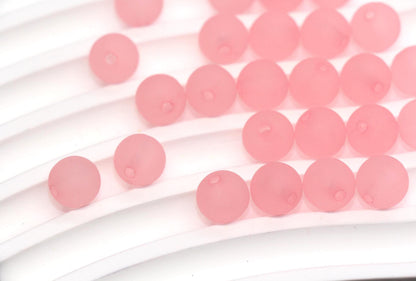 10mm Matte Pink Acrylic Gumball Beads