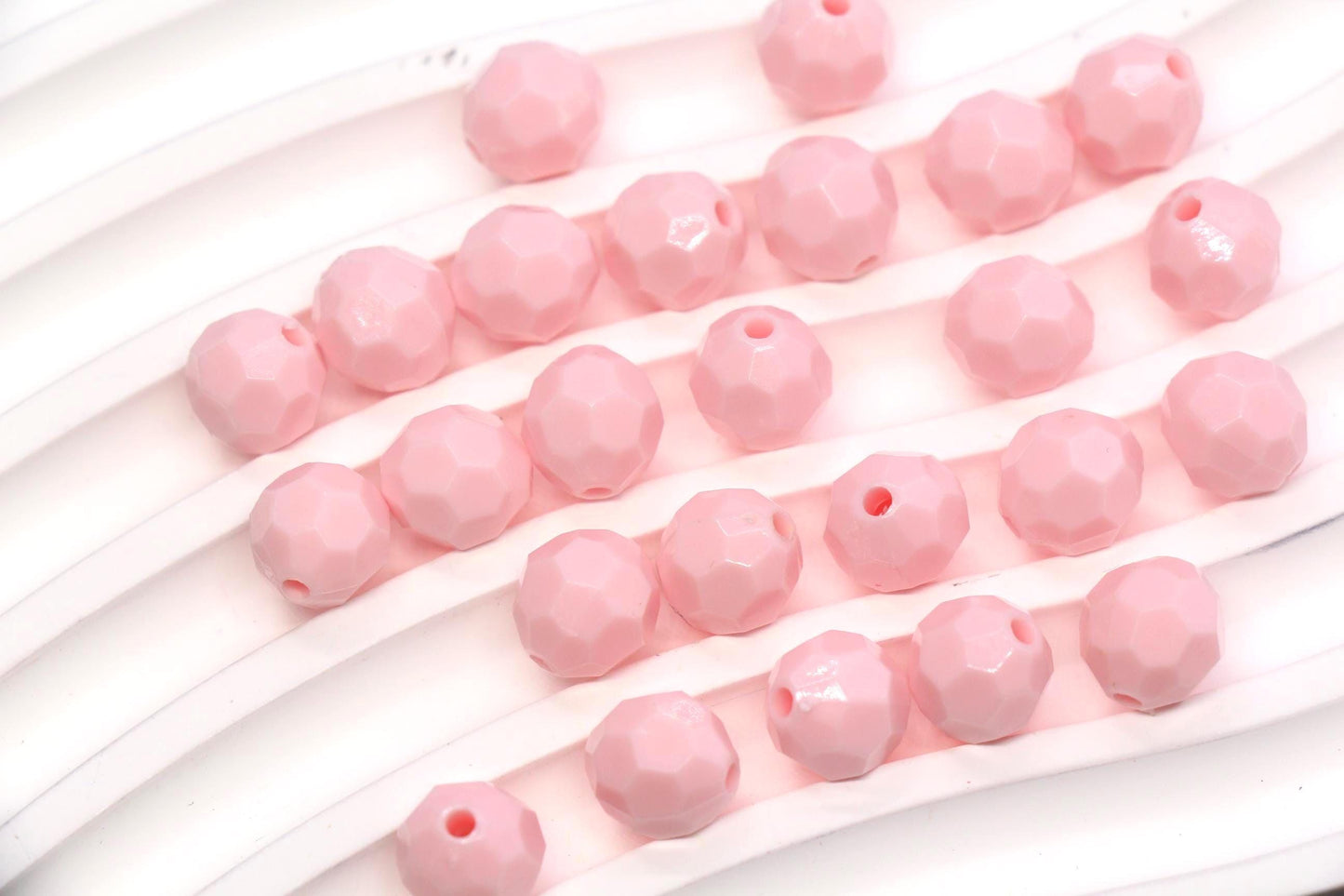 10mm Pink Faceted Gumball Beads, Round Acrylic Bracelet Beads for Jewelry Making #572