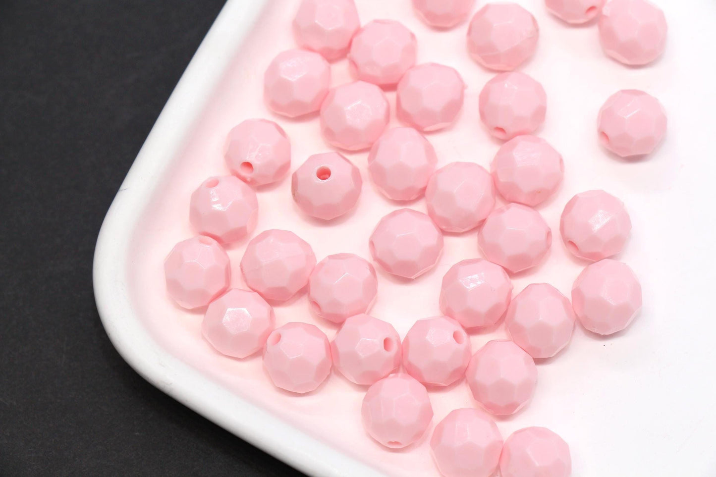 10mm Pink Faceted Gumball Beads, Round Acrylic Bracelet Beads for Jewelry Making #572