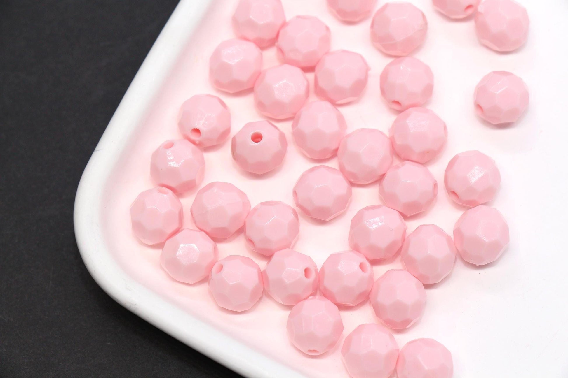 10mm Pink Faceted Gumball Beads, Round Acrylic Bracelet Beads for Jewelry Making #572
