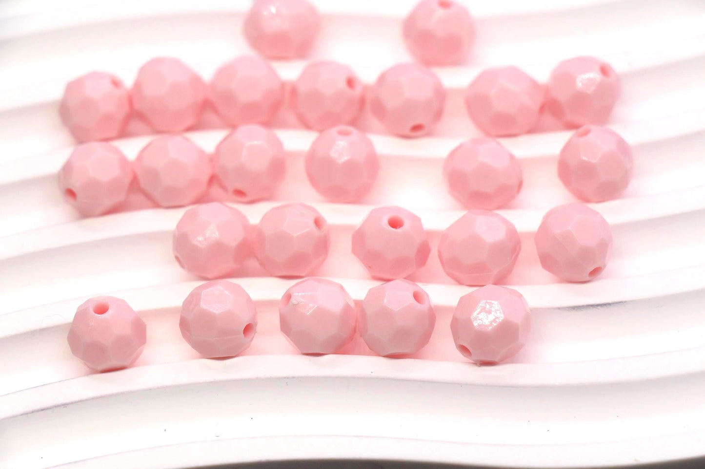 10mm Pink Faceted Gumball Beads, Round Acrylic Bracelet Beads for Jewelry Making #572