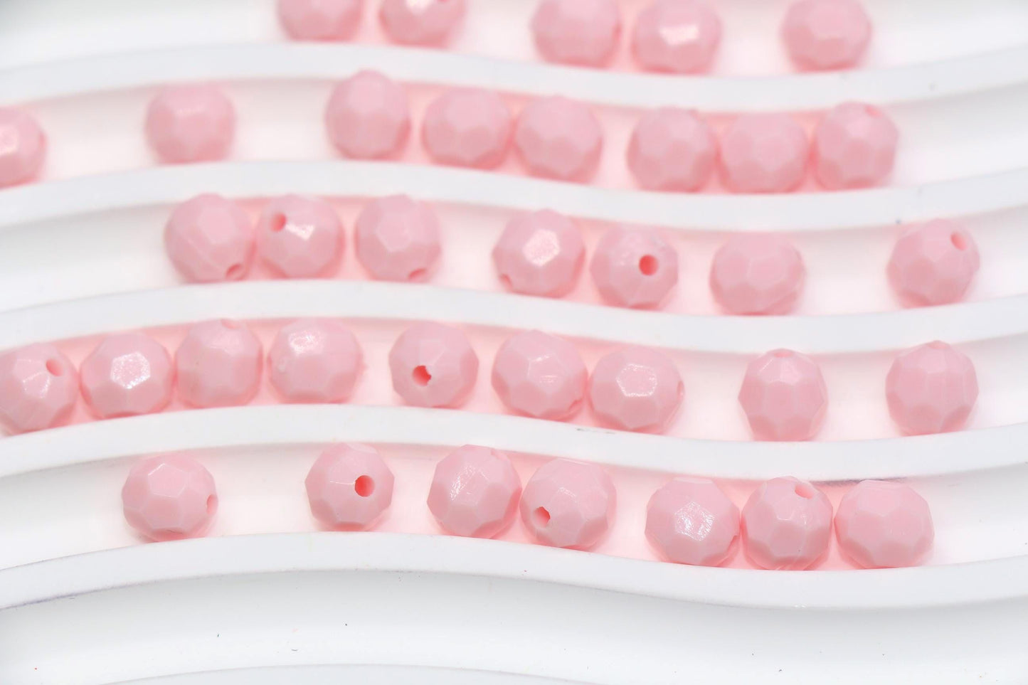 8mm Pink Faceted Gumball Beads, Round Acrylic Bracelet Beads for Jewelry Making #553