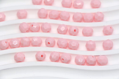 8mm Pink Faceted Gumball Beads, Round Acrylic Bracelet Beads for Jewelry Making #553