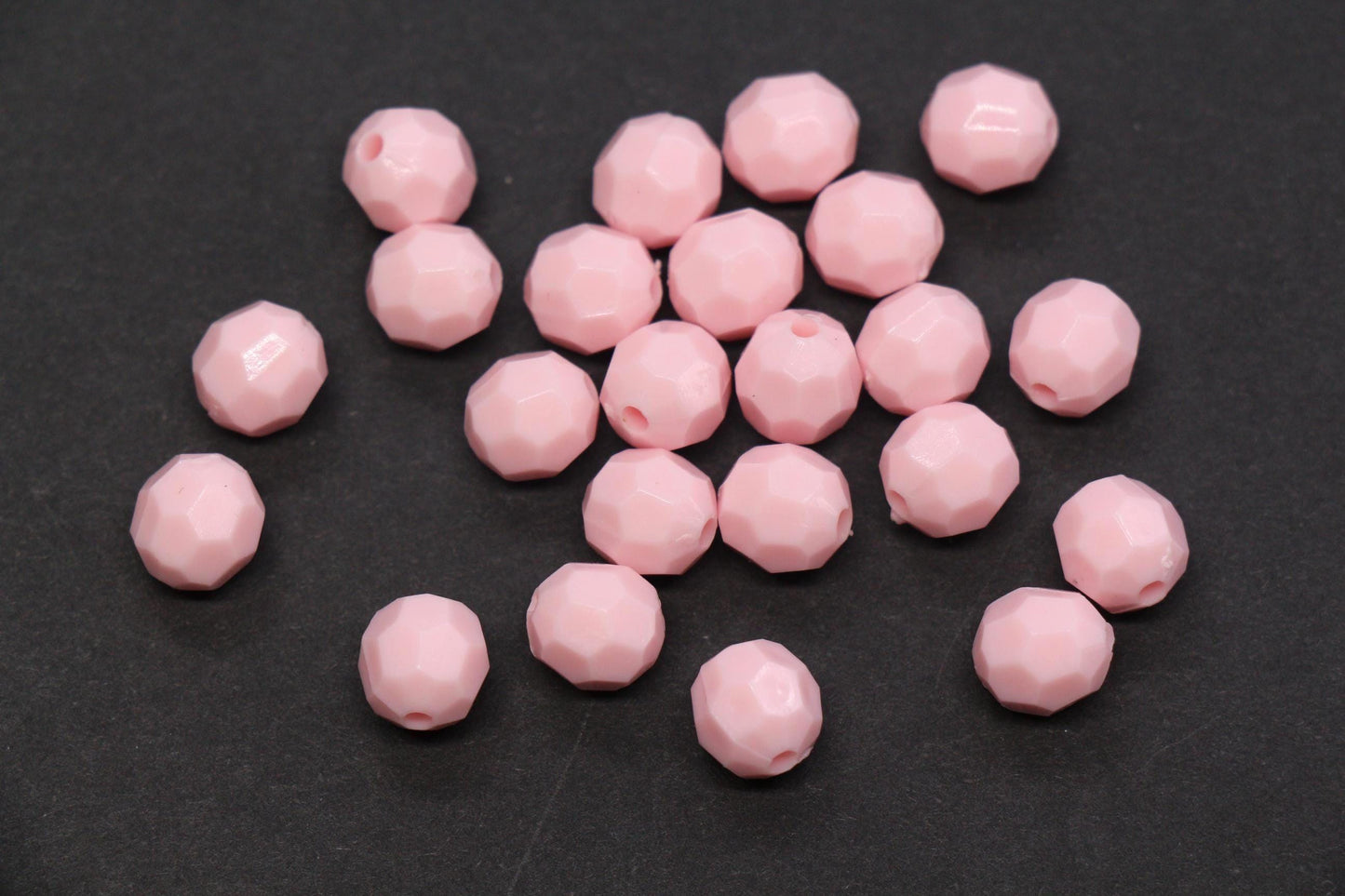 8mm Pink Faceted Gumball Beads, Round Acrylic Bracelet Beads for Jewelry Making #553