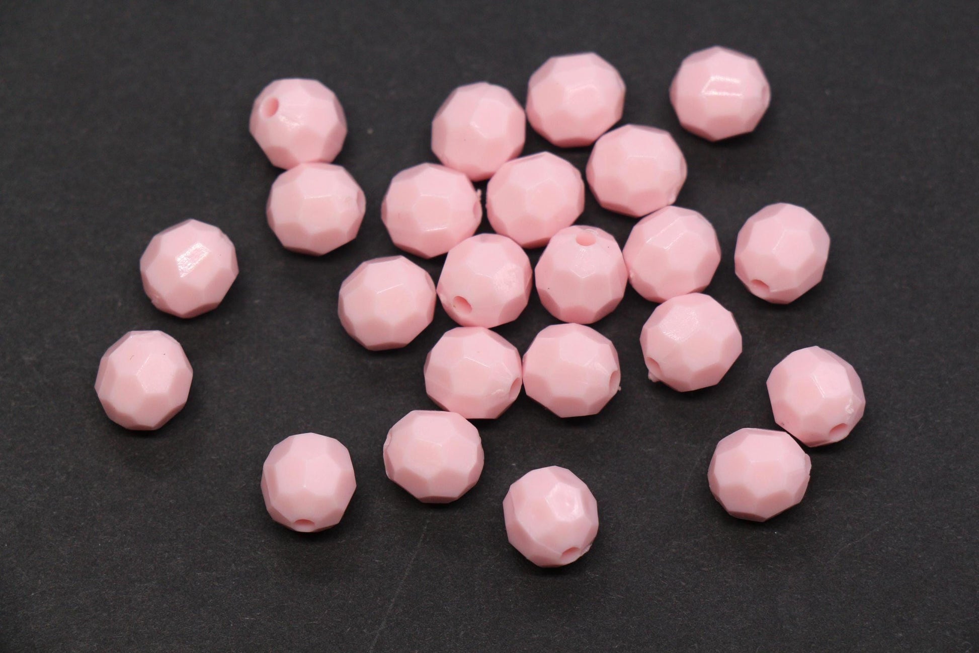 8mm Pink Faceted Gumball Beads, Round Acrylic Bracelet Beads for Jewelry Making #553