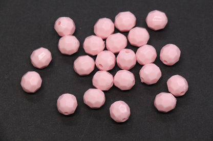 8mm Pink Faceted Gumball Beads, Round Acrylic Bracelet Beads for Jewelry Making #553