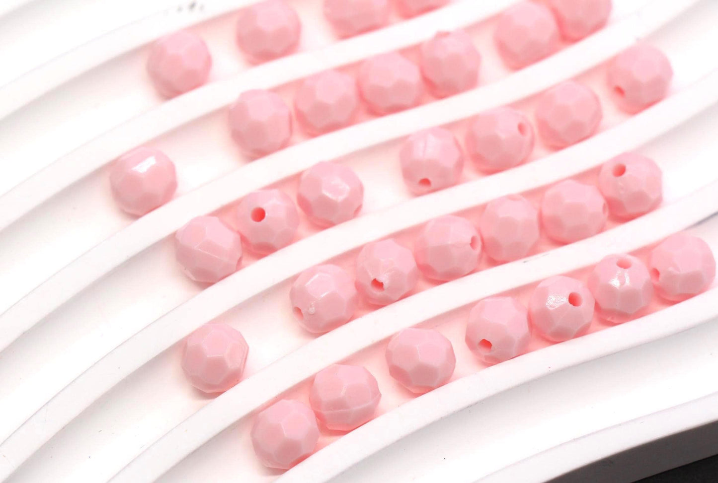 8mm Pink Faceted Gumball Beads, Round Acrylic Bracelet Beads for Jewelry Making #553