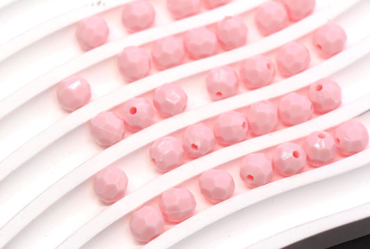 8mm Pink Faceted Gumball Beads, Round Acrylic Bracelet Beads for Jewelry Making #553